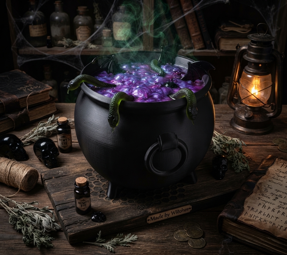 Chaudron de sorcier fumant imprimé en 3D – Halloween Biarritz
